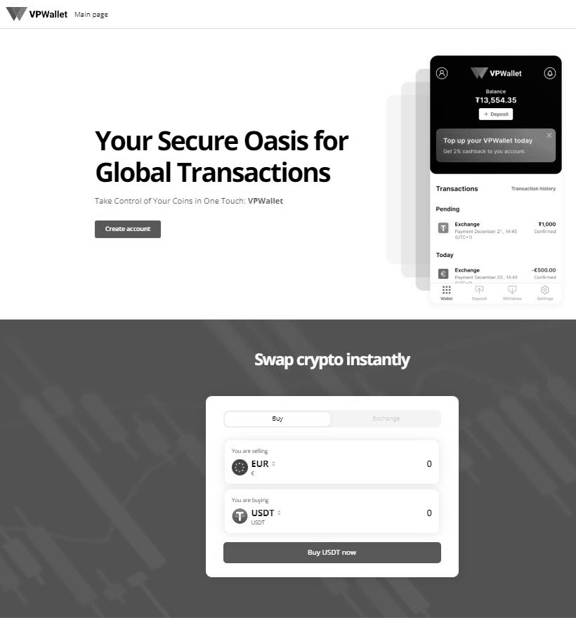 Screenshot of vpwallet.io